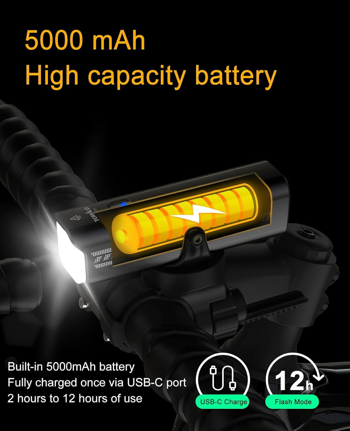 TOWILD Bike Lights for Night Riding, 1600 Lumens Brightness ...