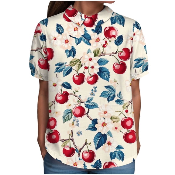 TOWMUS Cute Shirts for Women Lapel Loose Short Sleeves Fashion Casual T Shirts