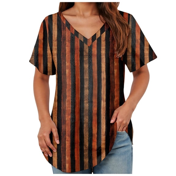 TOWMUS Graphic Tees for Women Summer V Neck Womens Blouses Dressy Casual Short Sleeve Shirts Ladies T-Shirt Tops
