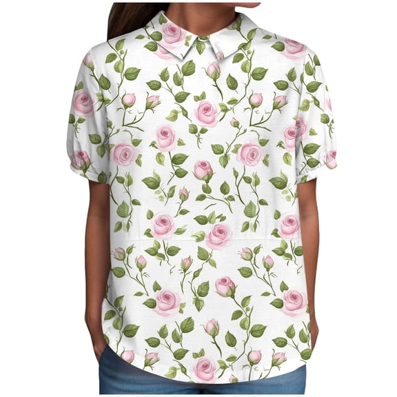 TOWMUS Short Sleeve Shirts Summer Thin Breathable Cotton Linen Loose Lapel Shirt