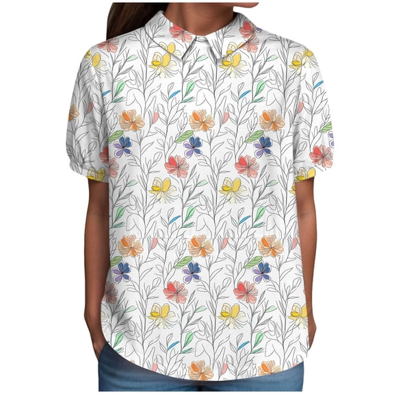 TOWMUS Short Sleeve Shirts Summer Thin Breathable Cotton Linen Loose Lapel Shirt