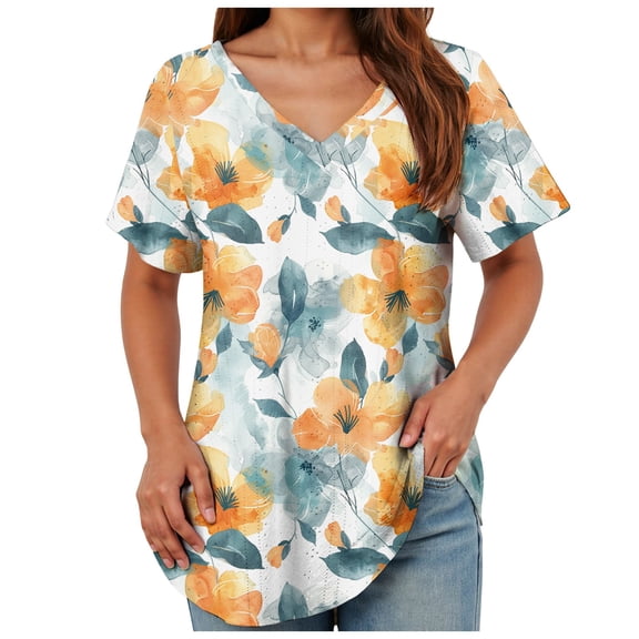 TOWMUS Summer Tops for Women V Neck Petal Sleeve Tops Fashion Work Blouse Dressy Casual Shirts