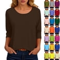 thumbnail image 1 of Towmus Women's Casual 3/4 Sleeve T-Shirts Round Neck Graphic Printed Tunic Tops Basic Tees Blouses, 1 of 5