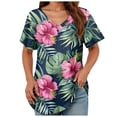 thumbnail image 1 of TOWMUS Womens T-Shirts V Neck Short Sleeve Summer Tops Women Casual Print Shirts for Women, 1 of 6