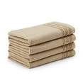 thumbnail image 1 of TOWN & COUNTRY BASICS 4-Piece Waffle Woven Terry Stripe Hand Towel Set, 20"x30", 100% Cotton, Quick Dry, Taupe, 1 of 8