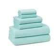 thumbnail image 1 of TOWN & COUNTRY BASICS 6-Piece Assorted Waffle Woven Terry Stripe Set, 2 Bath Towel, 2 Hand Towel, 2 Washcloth, 100% Cotton, Quick Dry, Aqua, 1 of 8