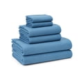 thumbnail image 1 of TOWN & COUNTRY BASICS 6-Piece Assorted Waffle Woven Terry Stripe Set, 2-Bath Towels, 2-Hand Towels, 2-Washcloths, 100% Cotton, Quick Dry, Blue, 1 of 8