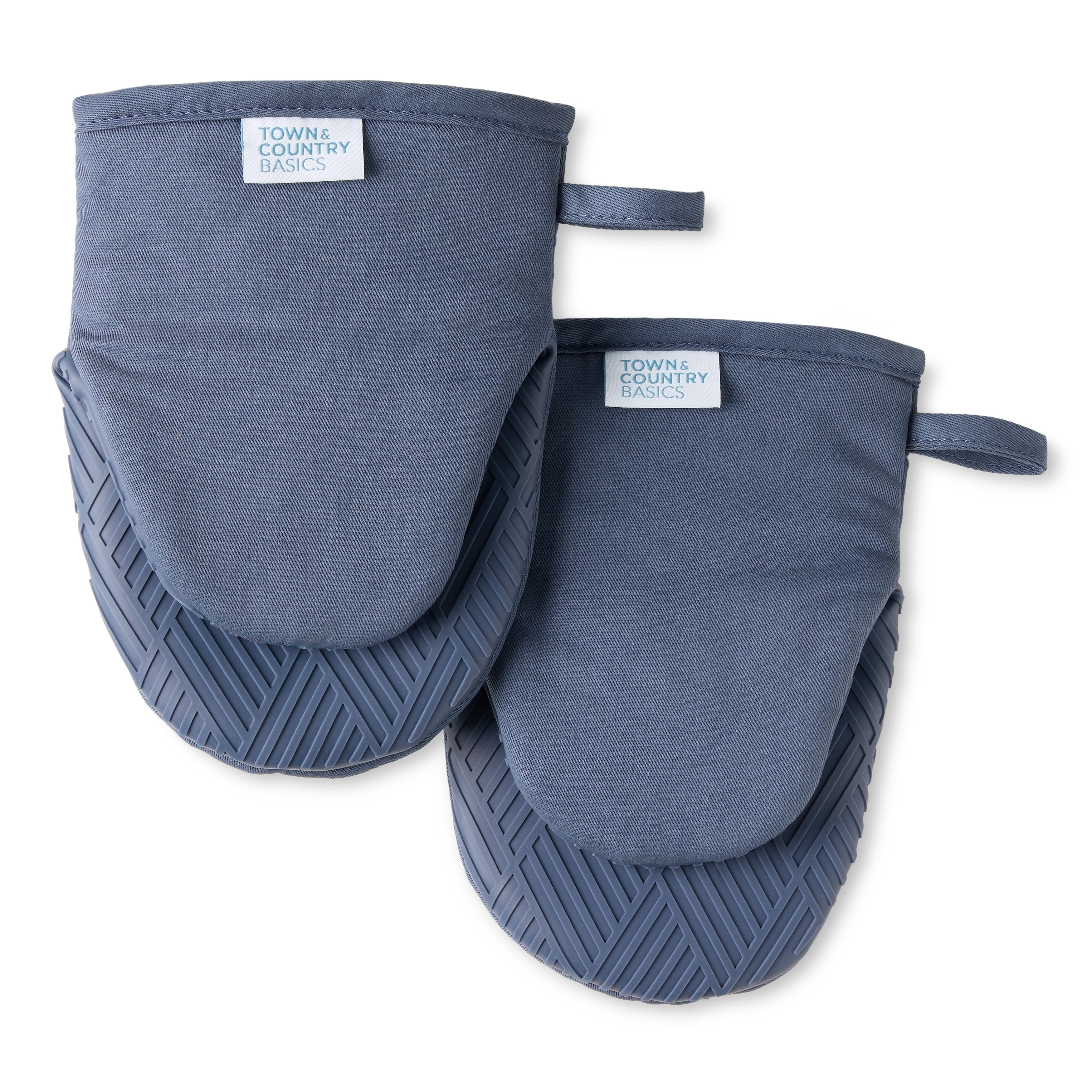 TOWN & COUNTRY BASICS Basketweave Soft Silicone Mini Oven Mitt 2-Pack Set, Heat Resistant  Flexible Silicone, Non-Slip Grip Blue - 5.5X8