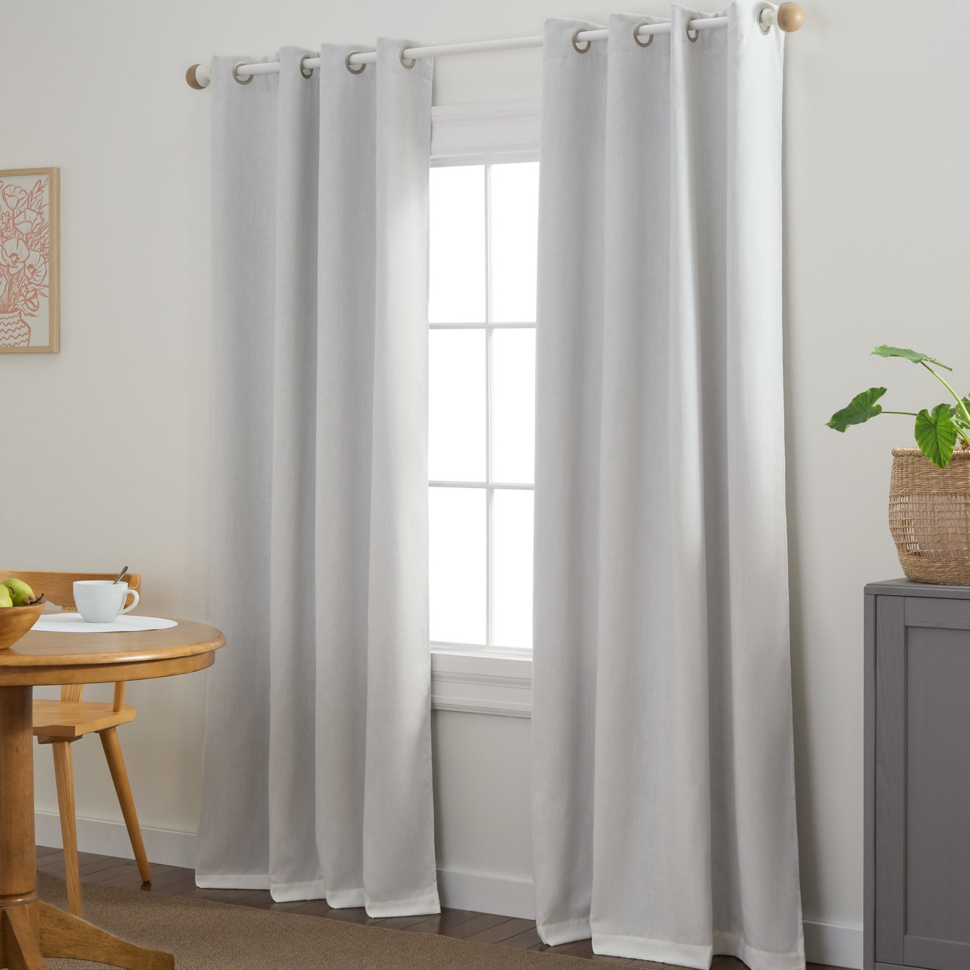 Ivory Linen Texture Blackout Grommet Window Panels, 50" x 84"