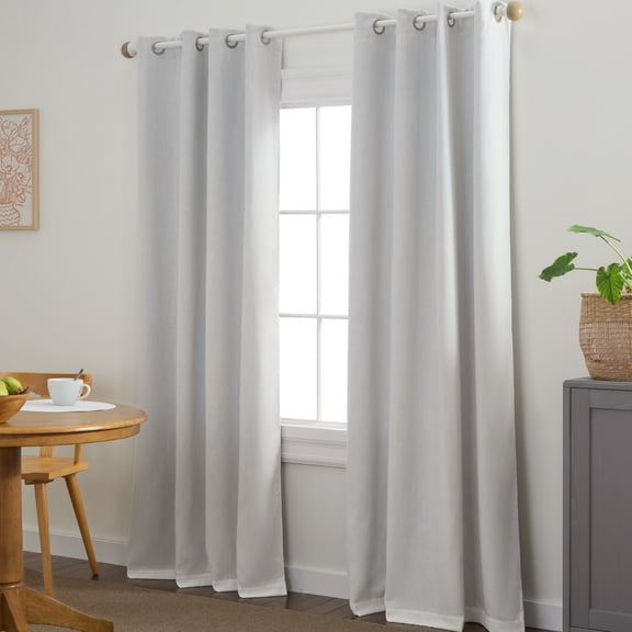 TOWN & COUNTRY BASICS Bertram Solid Linen Texture Indoor Curtains, Room Darkening with Energy Efficient Lining, Grommet Top, 2-Pack Set, Ivory, 50"x96"