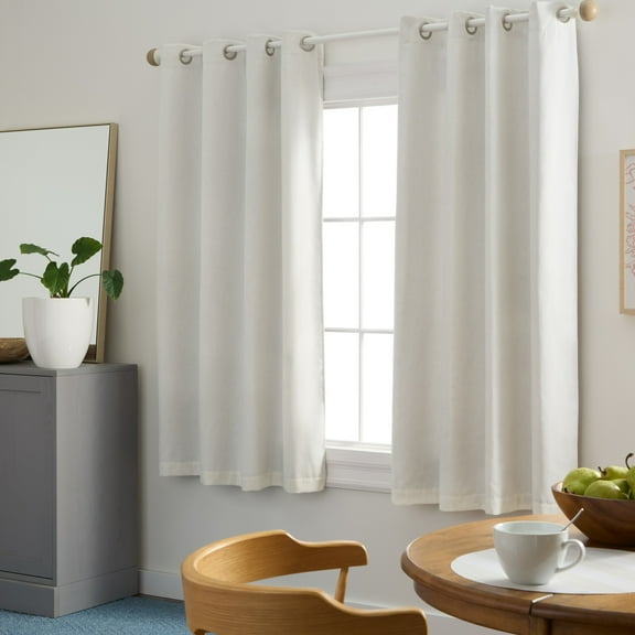 TOWN & COUNTRY BASICS Bertram Solid Linen Texture Indoor Curtains, Room Darkening with Energy Efficient Lining, Grommet Top, 2-Pack Set, Natural Linen, 50"x63"