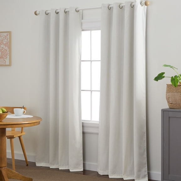 TOWN & COUNTRY BASICS Bertram Solid Linen Texture Indoor Curtains, Room Darkening with Energy Efficient Lining, Grommet Top, 2-Pack Set, Natural Linen, 50"x84"