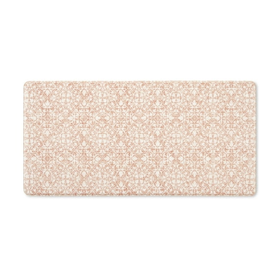 TOWN & COUNTRY BASICS Comfort Plus Vintage Medallion Tile Anti Fatigue Comfort Mat, Kitchen Mat, Standing Desk Mat, Dorm Room Rug, Non-Slip Backing, Rust, 18"x39"
