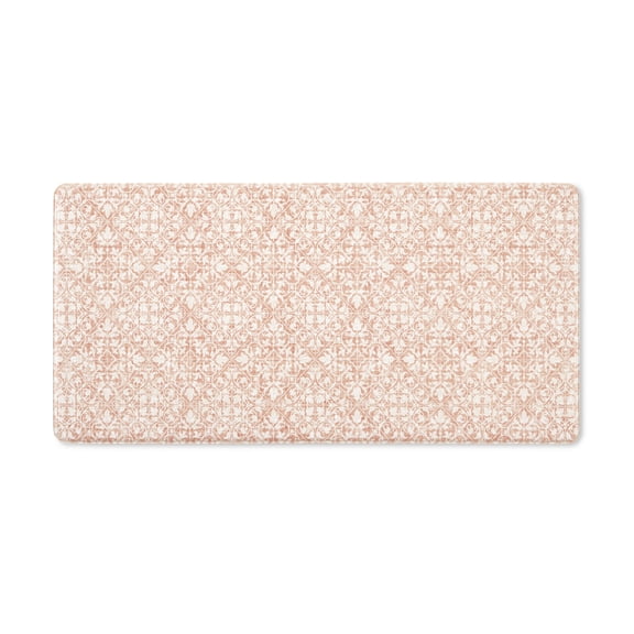 TOWN & COUNTRY BASICS Comfort Plus Vintage Medallion Tile Anti Fatigue Comfort Mat, Kitchen Mat, Standing Desk Mat, Dorm Room Rug, Non-Slip Backing, Rust, 18"x39"