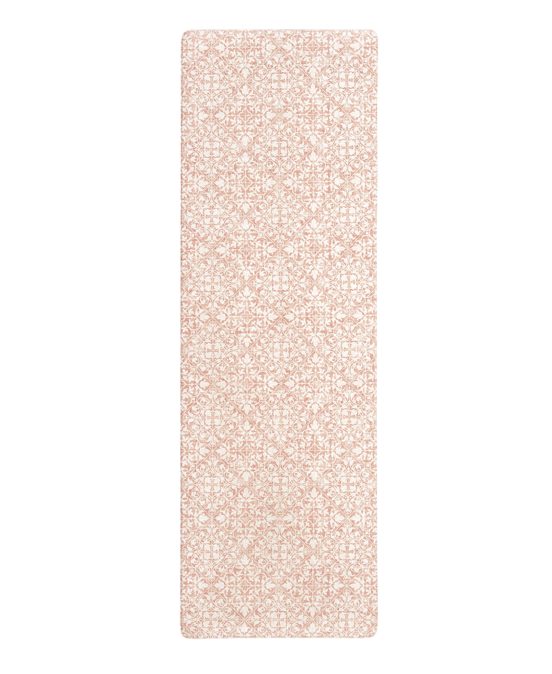 TOWN & COUNTRY BASICS Comfort Plus Vintage Medallion Tile Anti Fatigue Comfort Mat, Kitchen Runner Mat, Standing Desk Mat, Dorm Room Rug, Non-Slip Backing, Rust, 18"x55"