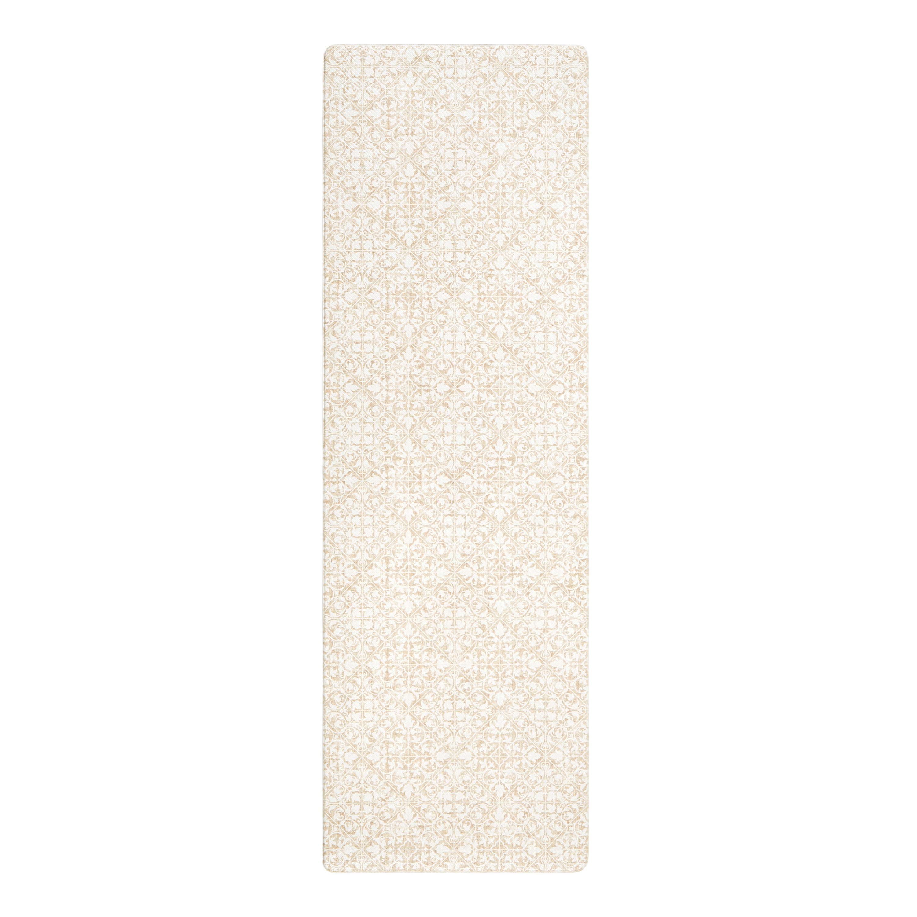 Beige Medallion Memory Foam Non-Slip Runner Mat