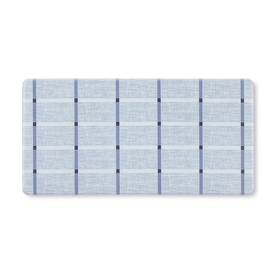 TOWN & COUNTRY BASICS Comfort Plus Windowpane Plaid Anti Fatigue Comfort Mat, Kitchen Mat, Standing Desk Mat, Dorm Room Rug, Non-Slip Backing, Blue, 18"x39"