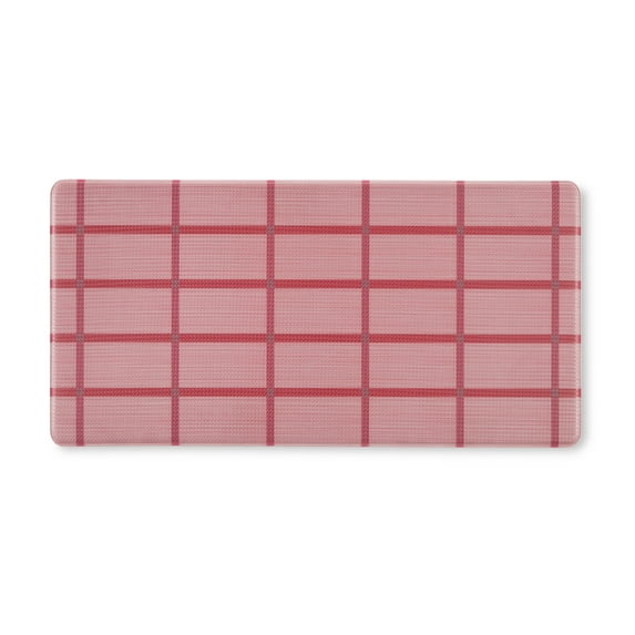 TOWN & COUNTRY BASICS Comfort Plus Windowpane Plaid Anti Fatigue Comfort Mat, Kitchen Mat, Standing Desk Mat, Dorm Room Rug, Non-Slip Backing, Red, 18"x39"