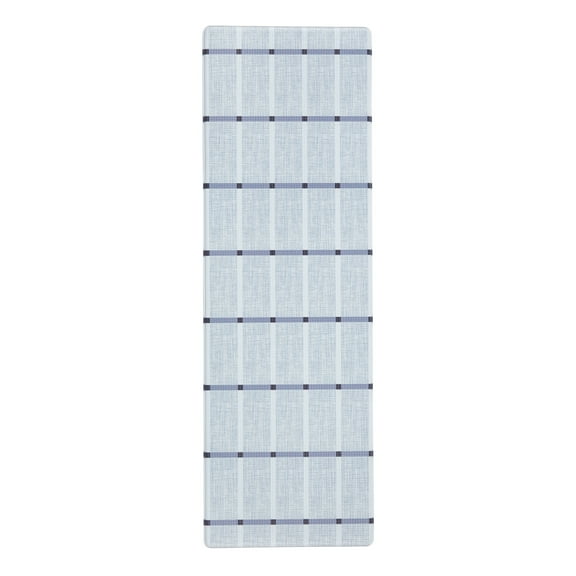 TOWN & COUNTRY BASICS Comfort Plus Windowpane Plaid Anti Fatigue Comfort Mat, Kitchen Runner Mat, Standing Desk Mat, Dorm Room Rug, Non-Slip Backing, Blue, 18"x55"