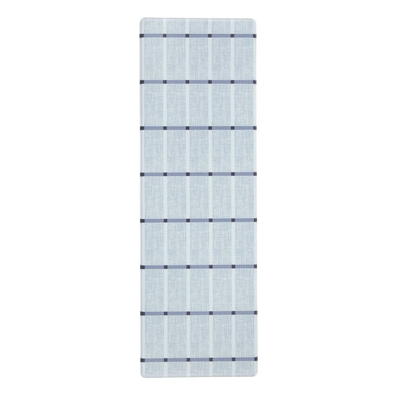 TOWN & COUNTRY BASICS Comfort Plus Windowpane Plaid Anti Fatigue Comfort Mat, Kitchen Runner Mat, Standing Desk Mat, Dorm Room Rug, Non-Slip Backing, Blue, 18"x55"