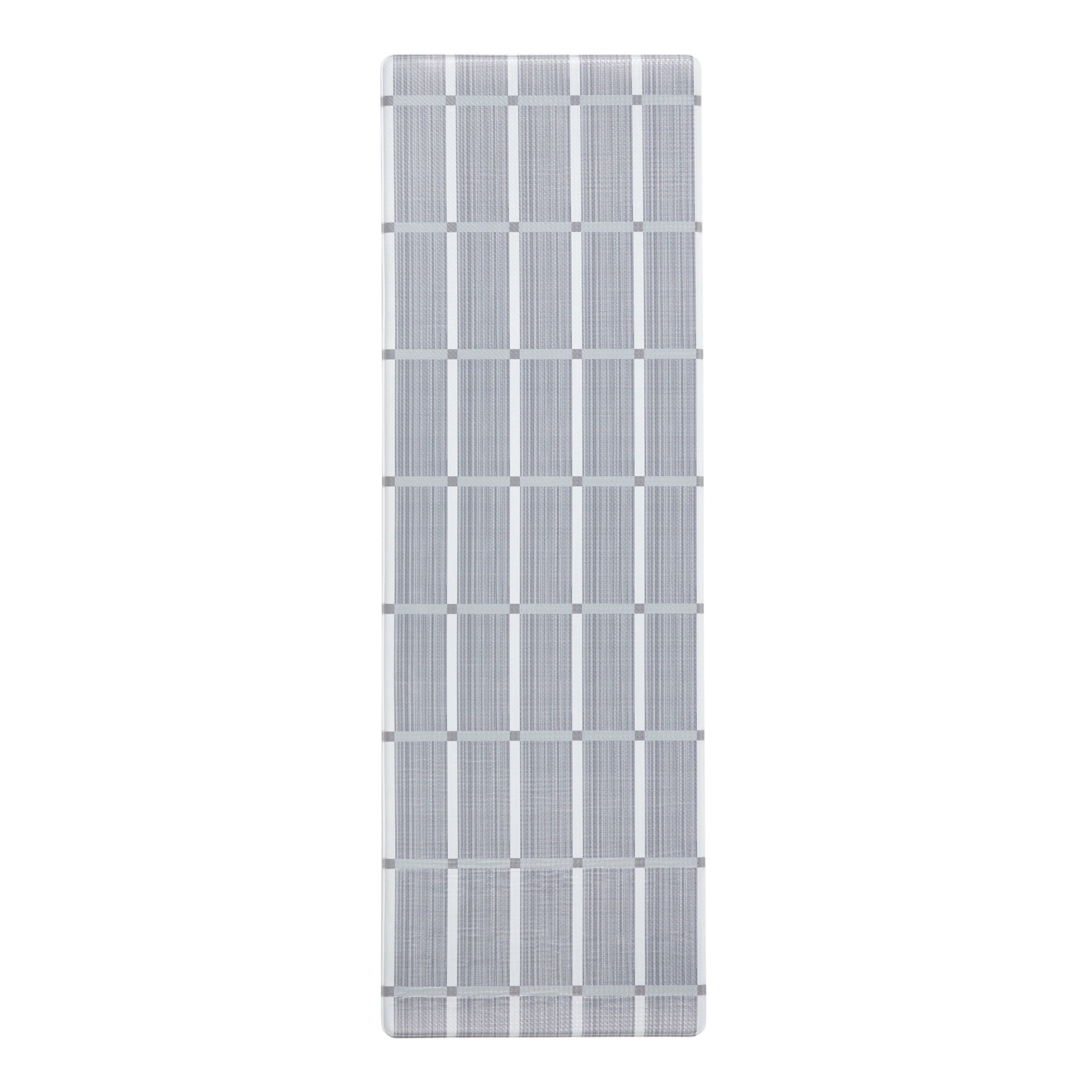 TOWN & COUNTRY BASICS Comfort Plus Windowpane Plaid Anti Fatigue Comfort Mat, Kitchen Runner Mat, Standing Desk Mat, Dorm Room Rug, Non-Slip Backing, Dark Grey, 18"x55"