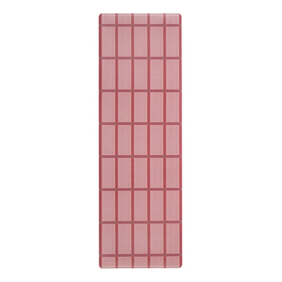 TOWN & COUNTRY BASICS Comfort Plus Windowpane Plaid Anti Fatigue Comfort Mat, Kitchen Runner Mat, Standing Desk Mat, Dorm Room Rug, Non-Slip Backing, Red, 18"x55"