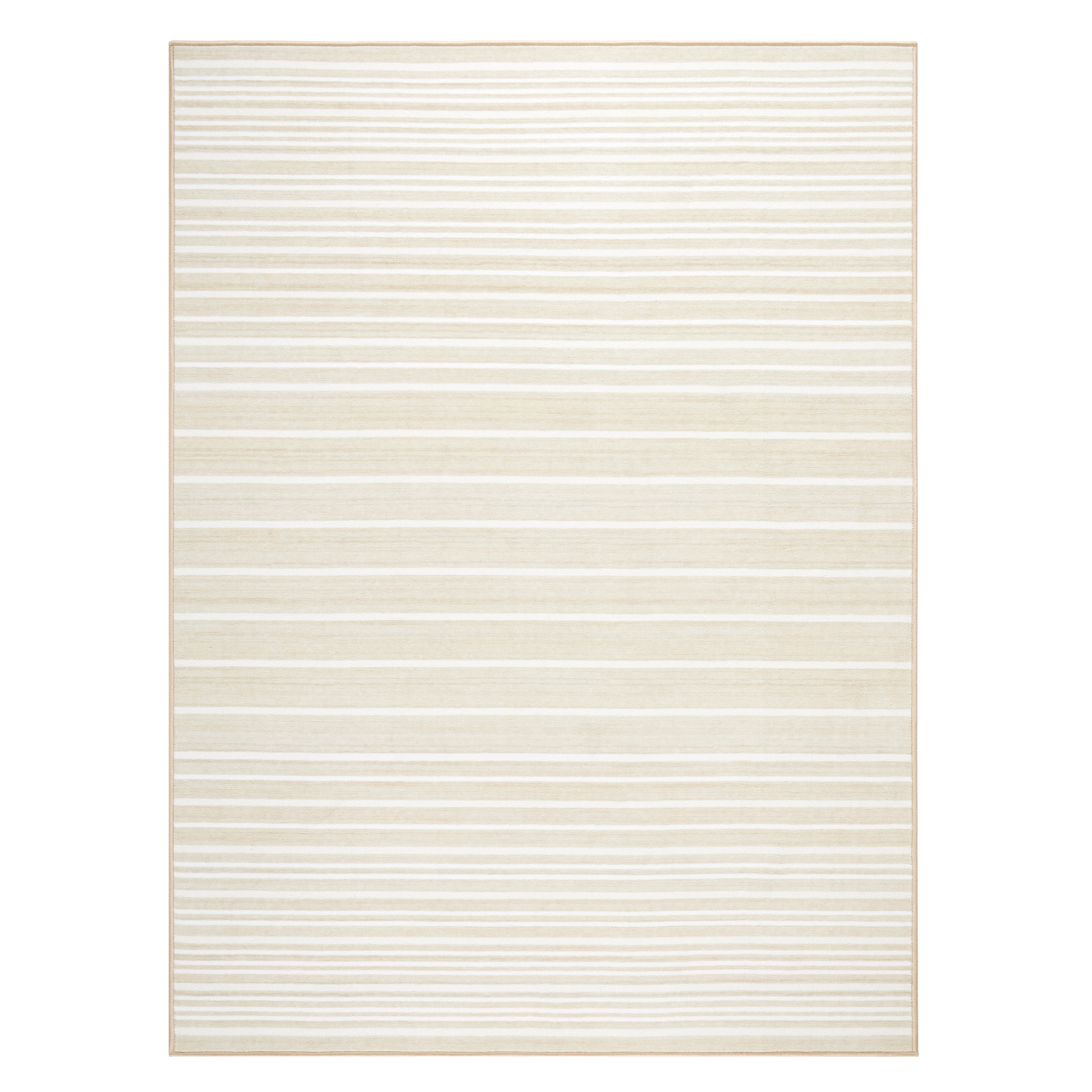 Layne Cream and Beige Tufted Washable Stripe Area Rug