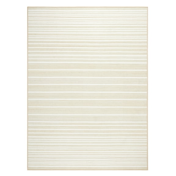 TOWN & COUNTRY BASICS Layne Modern Stripe Everwash® Washable Area Rug with Non-Slip Backing, Pet Friendly Rug, Cream/Beige, 5'2"x7'2"