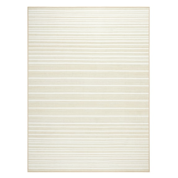 TOWN & COUNTRY BASICS Layne Modern Stripe Everwash® Washable Area Rug with Non-Slip Backing, Pet Friendly Rug, Cream/Beige, 6'6"x 9'6"