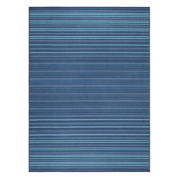TOWN & COUNTRY BASICS Layne Modern Stripe Everwash® Washable Area Rug with Non-Slip Backing, Pet Friendly Rug, Navy Blue/Blue, 6'6"x 9'6"