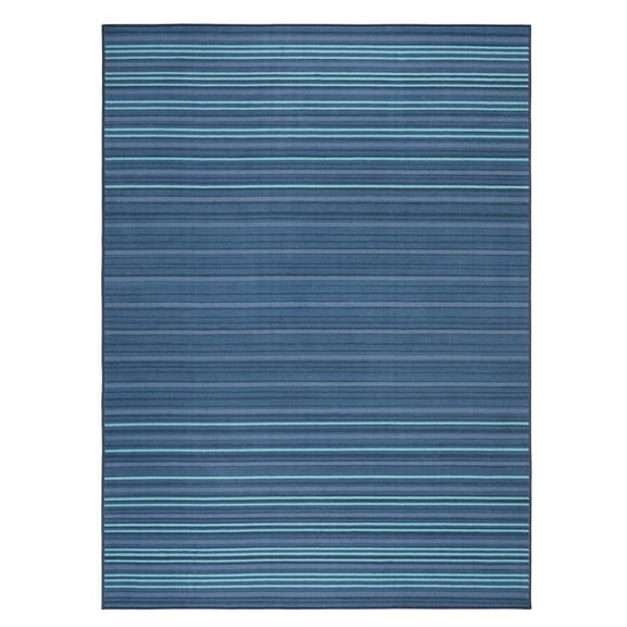 TOWN & COUNTRY BASICS Layne Modern Stripe Everwash® Washable Area Rug with Non-Slip Backing, Pet Friendly Rug, Navy Blue/Blue, 6'6"x 9'6"
