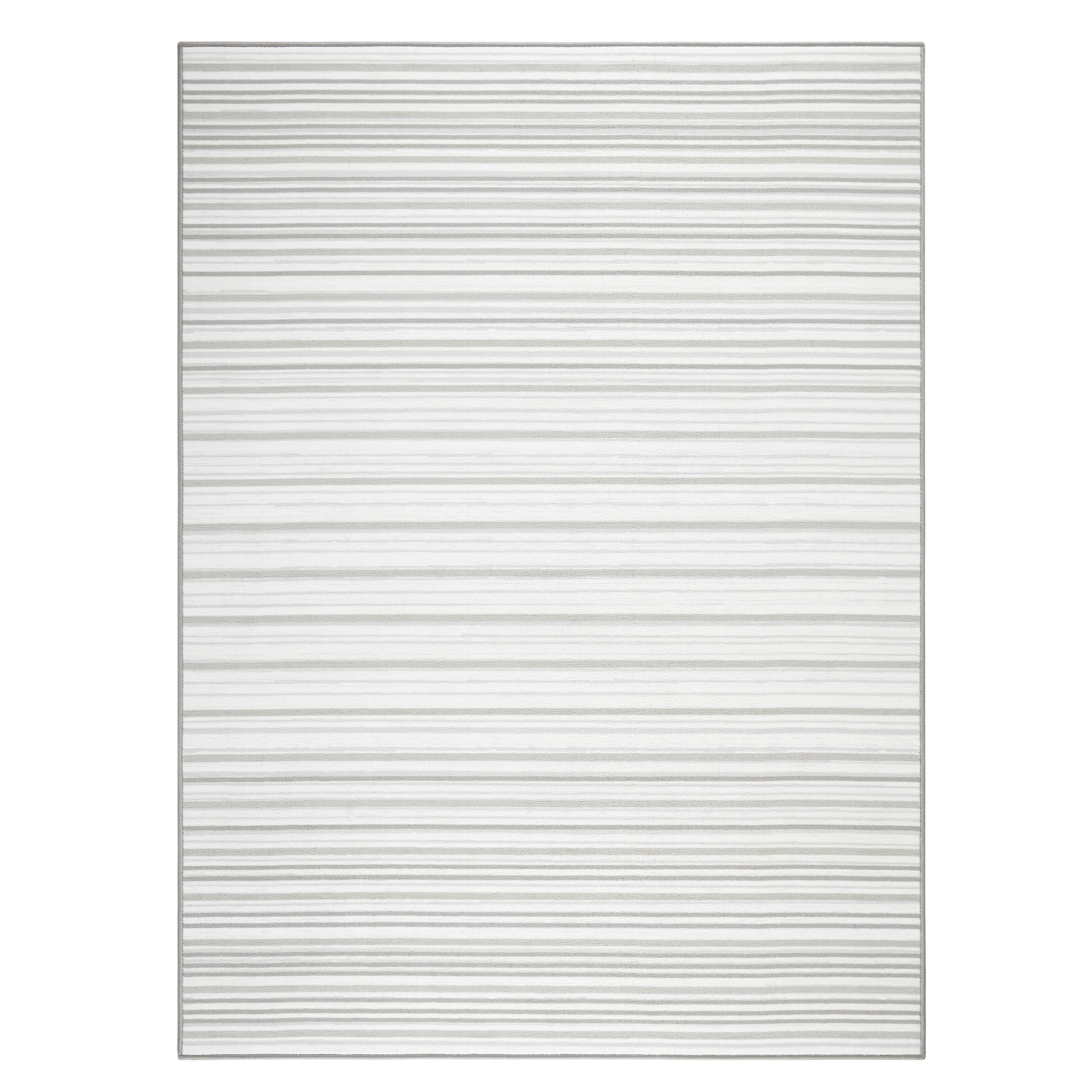 Layne Silver Gray Tufted Stripe Washable Area Rug 5'2" x 7'2"