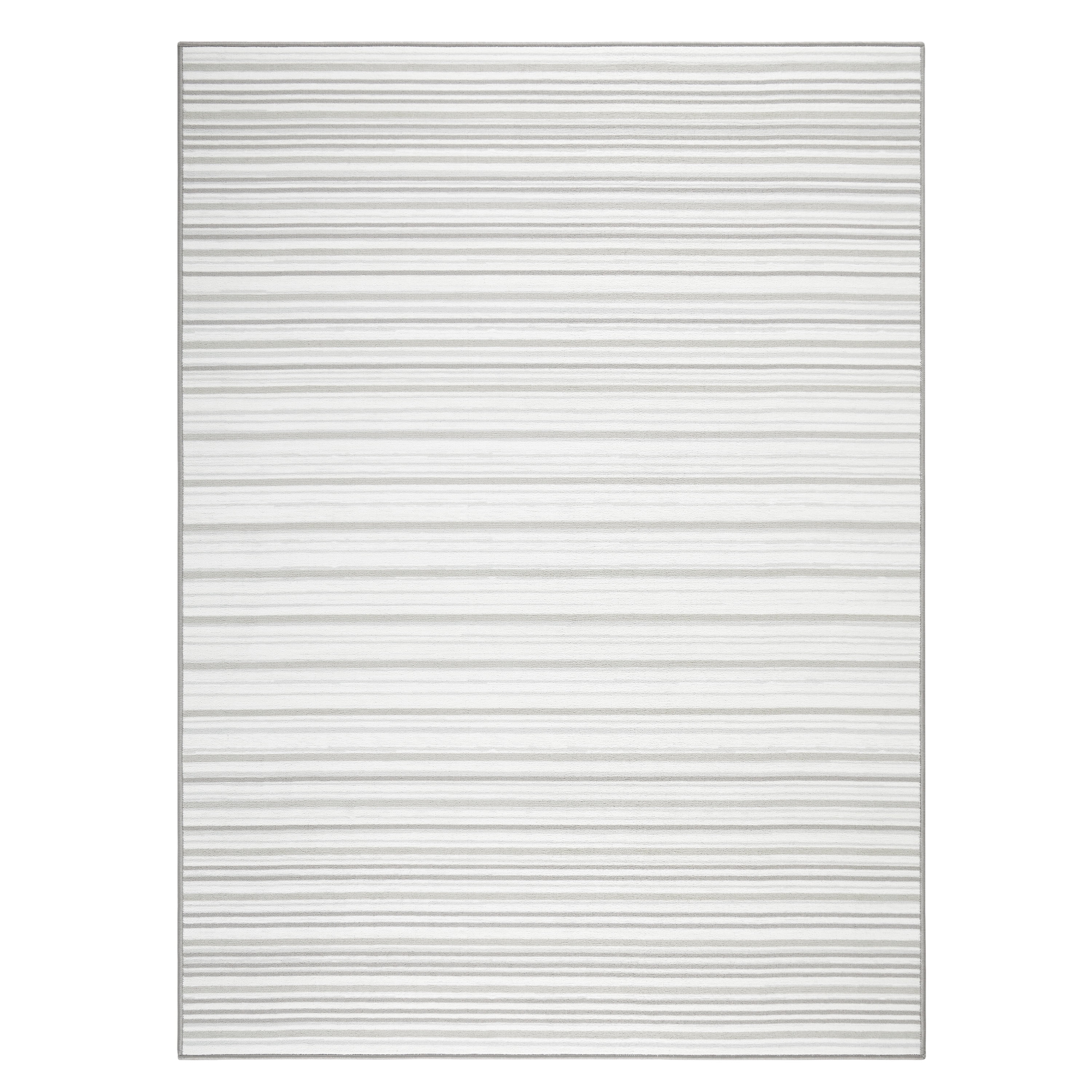 TOWN & COUNTRY BASICS Layne Modern Stripe Everwash® Washable Area Rug with Non-Slip Backing, Pet Friendly Rug, Silver/Grey, 7'10"x10'2"