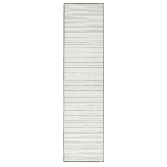 TOWN & COUNTRY BASICS Layne Modern Stripe Everwash® Washable Runner Area Rug with Non-Slip Backing, Pet Friendly Rug, Silver/Grey, 1'7"x6'6"