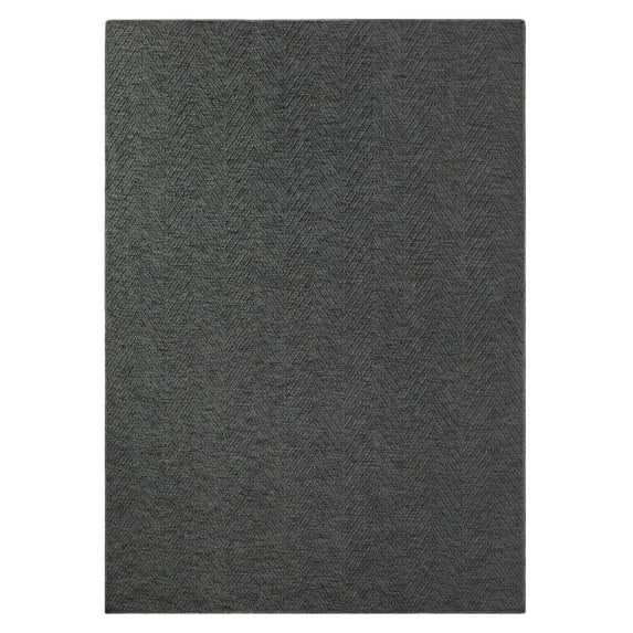 TOWN & COUNTRY BASICS Pax Herringbone Textured Solid Everwash® Washable Area Rug, Low Pile, Non-Slip Backing, Easy Clean Pet & Family Friendly Rug, Dark Grey, 5'11"x9'
