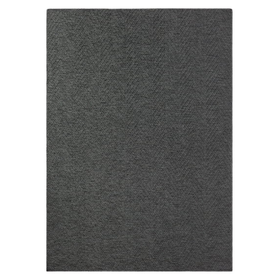 TOWN & COUNTRY BASICS Pax Herringbone Textured Solid Everwash® Washable Area Rug, Low Pile, Non-Slip Backing, Easy Clean Pet & Family Friendly Rug, Dark Grey, 9'x12'