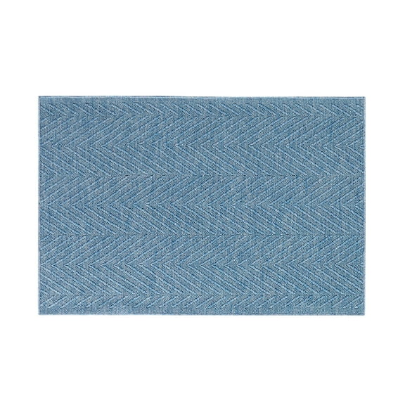 TOWN & COUNTRY BASICS Pax Herringbone Textured Solid Everwash® Washable Area Rug, Low Pile, Non-Slip Backing, Easy Clean Pet & Family Friendly Rug, Blue, 1'11"x2'11"