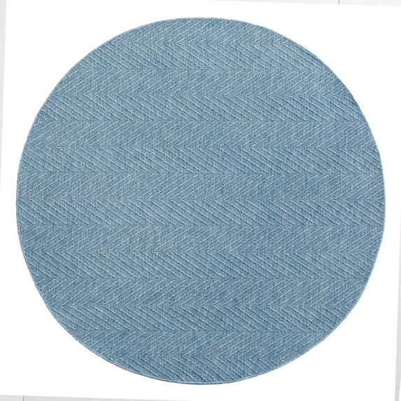 TOWN & COUNTRY BASICS Pax Herringbone Textured Solid Everwash® Washable Area Rug, Low Pile, Non-Slip Backing, Easy Clean Pet & Family Friendly Rug, Blue, 5' Round