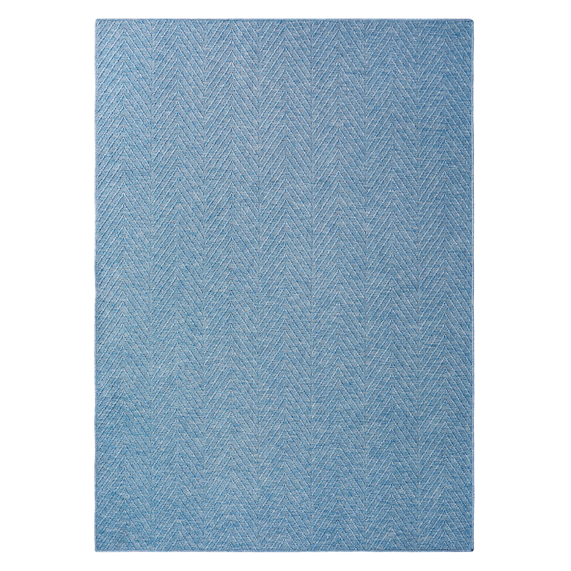 Blue Herringbone Textured Synthetic Washable Area Rug 10' x 14'