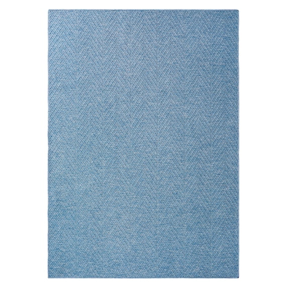 TOWN & COUNTRY BASICS Pax Herringbone Textured Solid Everwash® Washable Area Rug, Low Pile, Non-Slip Backing, Easy Clean Pet & Family Friendly Rug, Blue, 9'10"x14'