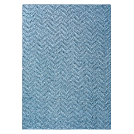 TOWN & COUNTRY BASICS Pax Herringbone Textured Solid Everwash® Washable Area Rug, Low Pile, Non-Slip Backing, Easy Clean Pet & Family Friendly Rug, Blue, 9'x12'