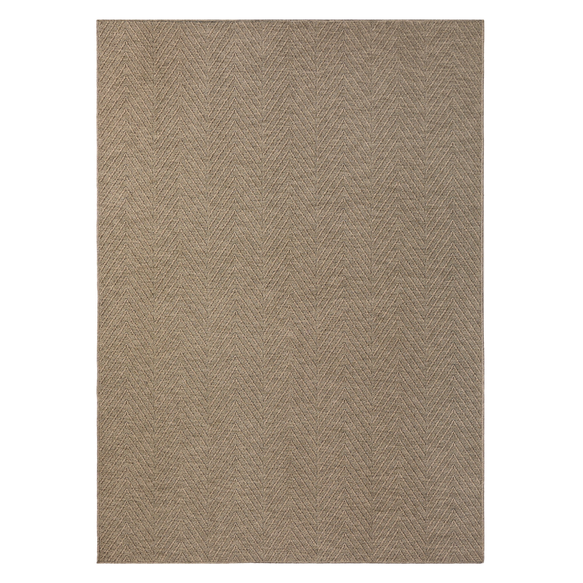 Brown Herringbone Textured Washable Synthetic Area Rug 9' x 12'