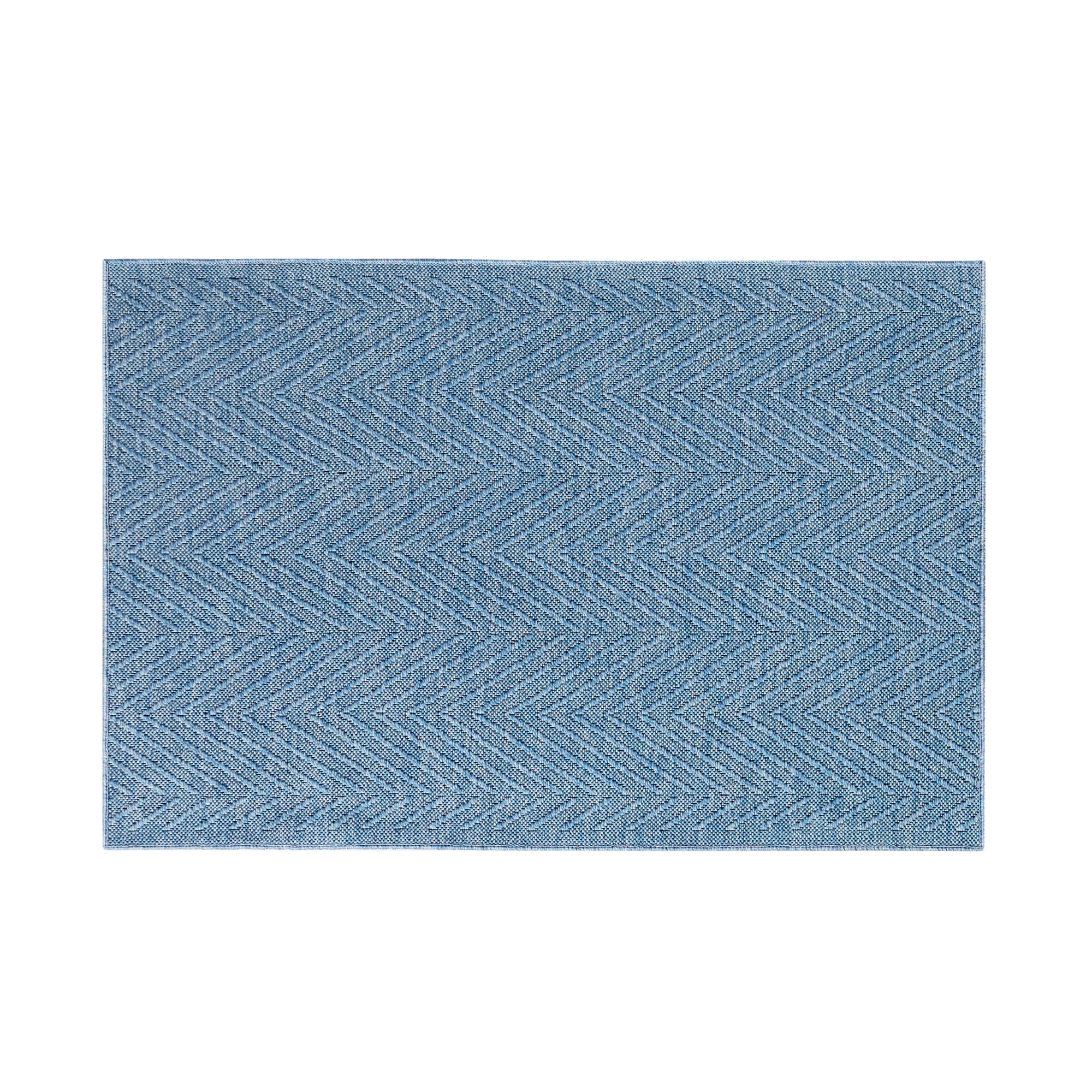 TOWN & COUNTRY BASICS Pax Herringbone Textured Solid Everwash® Washable Area Rug, Low Pile, Non-Slip Backing, Easy Clean Pet & Family Friendly Rug, Blue, 2'11"x4'11"