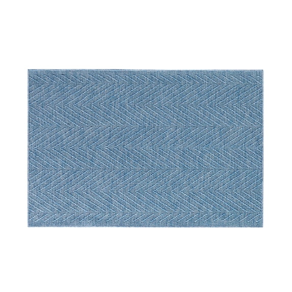TOWN & COUNTRY BASICS Pax Herringbone Textured Solid Everwash® Washable Area Rug, Low Pile, Non-Slip Backing, Easy Clean Pet & Family Friendly Rug, Blue, 2'11"x4'11"