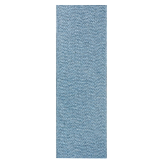 TOWN & COUNTRY BASICS Pax Herringbone Textured Solid Everwash® Washable Area Rug, Low Pile, Non-Slip Backing, Easy Clean Pet & Family Friendly Rug, Blue, 2'5"x5'11"