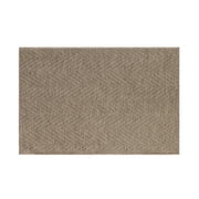 TOWN & COUNTRY BASICS Pax Herringbone Textured Solid Everwash® Washable Area Rug, Low Pile, Non-Slip Backing, Easy Clean Pet & Family Friendly Rug, Brown, 1'11"