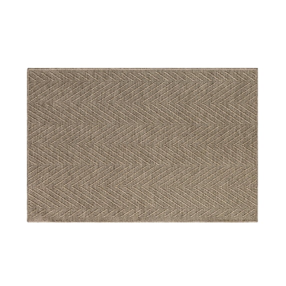 TOWN & COUNTRY BASICS Pax Herringbone Textured Solid Everwash® Washable Area Rug, Low Pile, Non-Slip Backing, Easy Clean Pet & Family Friendly Rug, Brown, 1'11"x2'11"