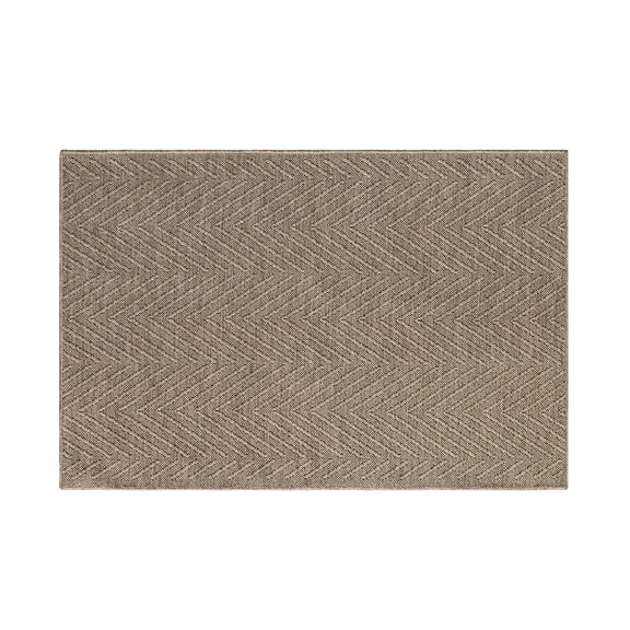 TOWN & COUNTRY BASICS Pax Herringbone Textured Solid Everwash® Washable Area Rug, Low Pile, Non-Slip Backing, Easy Clean Pet & Family Friendly Rug, Brown, 1'11"x2'11"