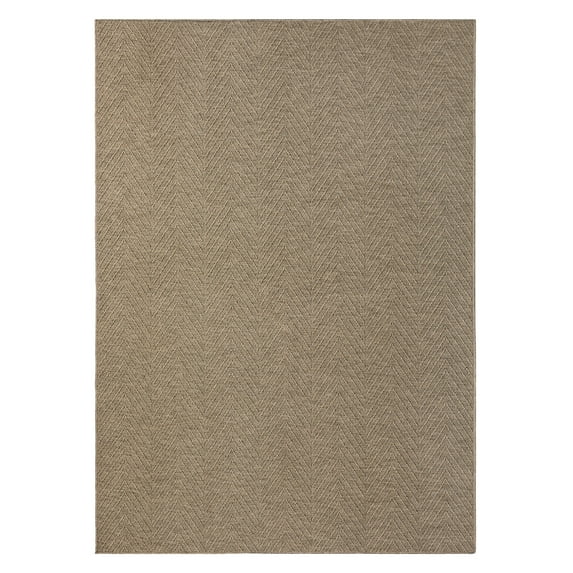 TOWN & COUNTRY BASICS Pax Herringbone Textured Solid Everwash® Washable Area Rug, Low Pile, Non-Slip Backing, Easy Clean Pet & Family Friendly Rug, Brown, 4'11"x7'