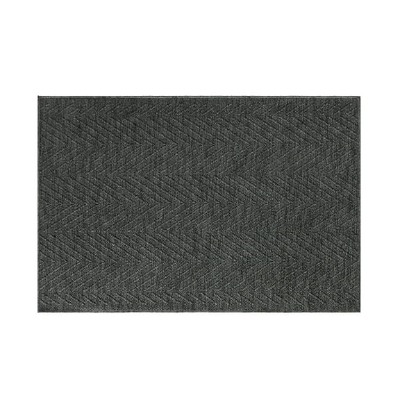 TOWN & COUNTRY BASICS Pax Herringbone Textured Solid Everwash® Washable Area Rug, Low Pile, Non-Slip Backing, Easy Clean Pet & Family Friendly Rug, Dark Grey, 1'11"x2'11"